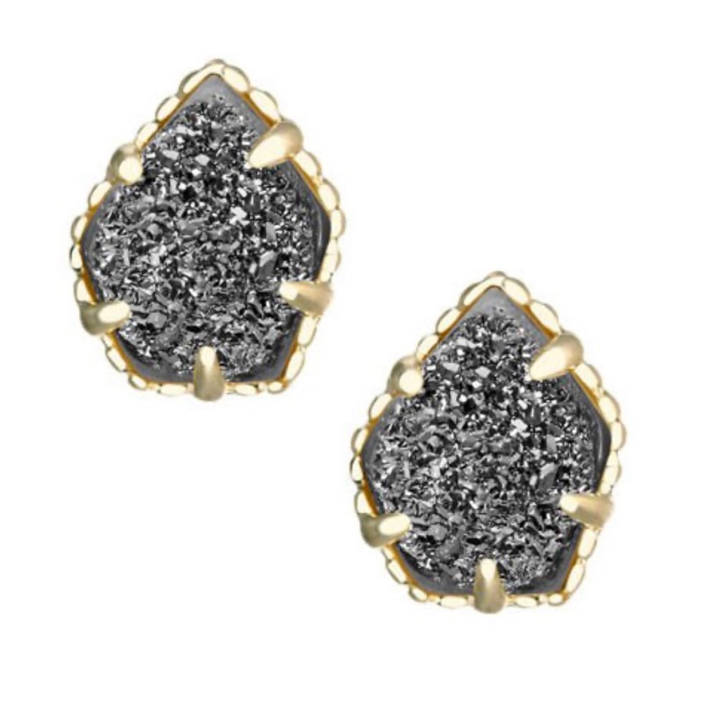 Kendra Scott Tessa Gold Stud Earrings in Platinum Drusy